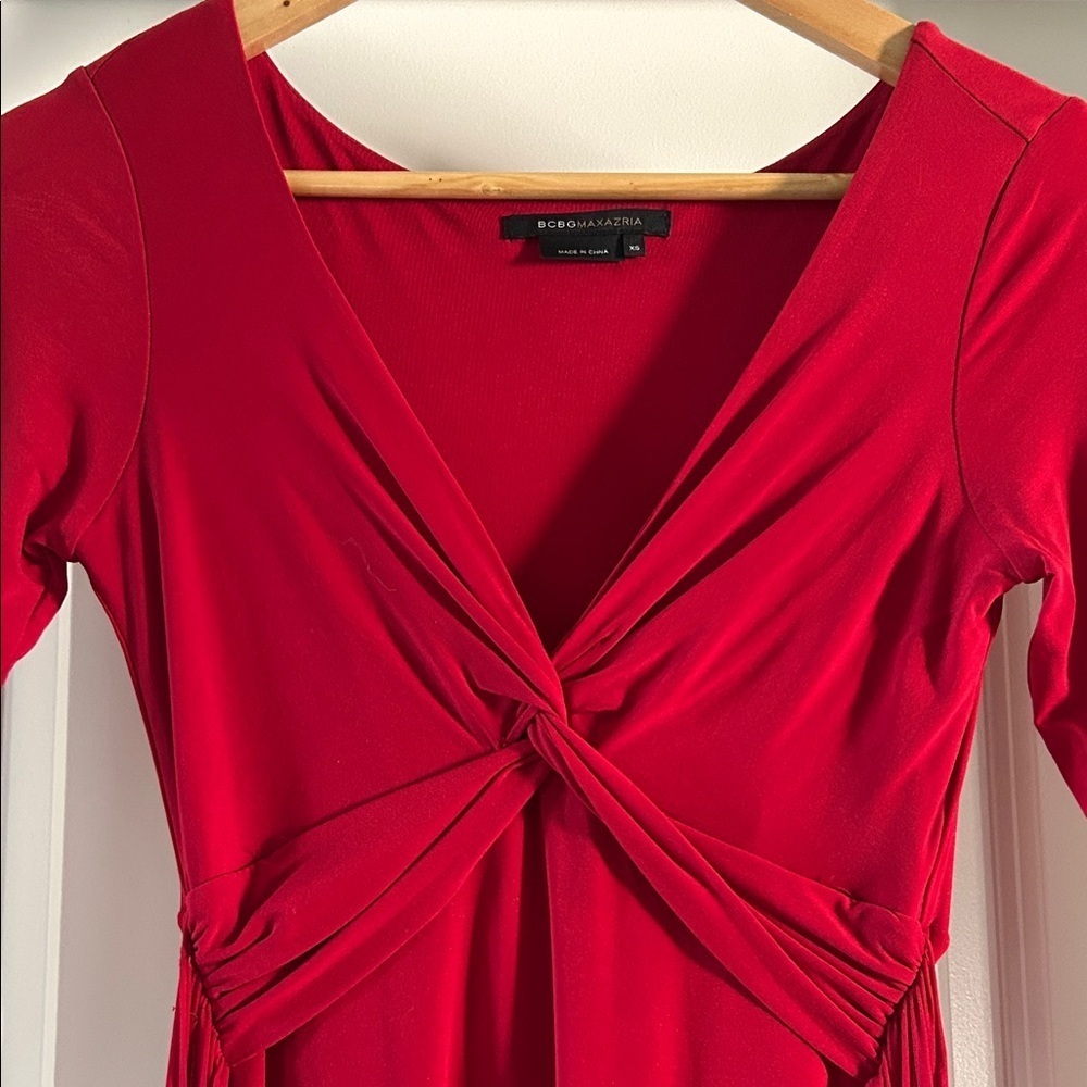 BCBGMaxAzria Red Fit and Flare Dress size XS